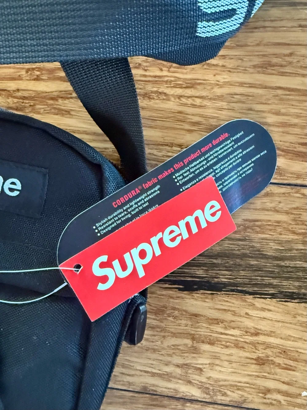 Supreme Black Crossbody Pouch with Branded Strap